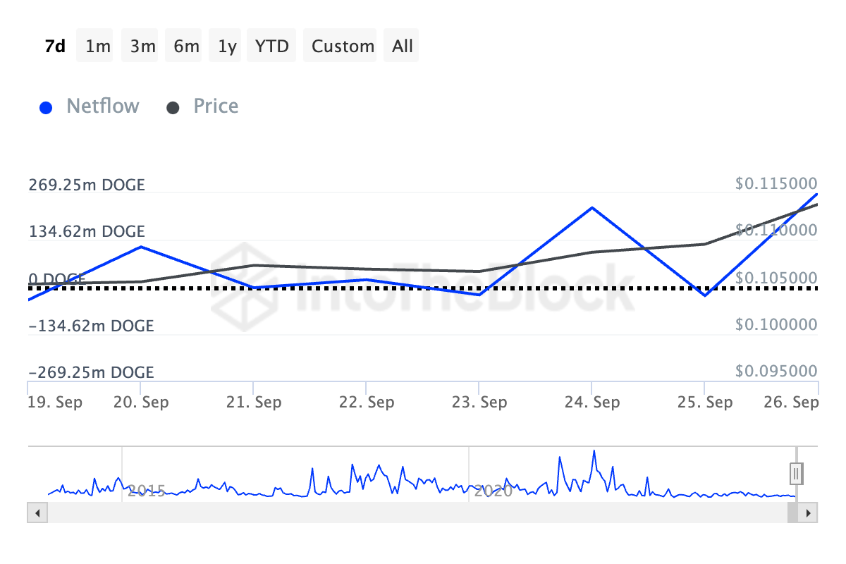 dogecoin large holders’ netflow