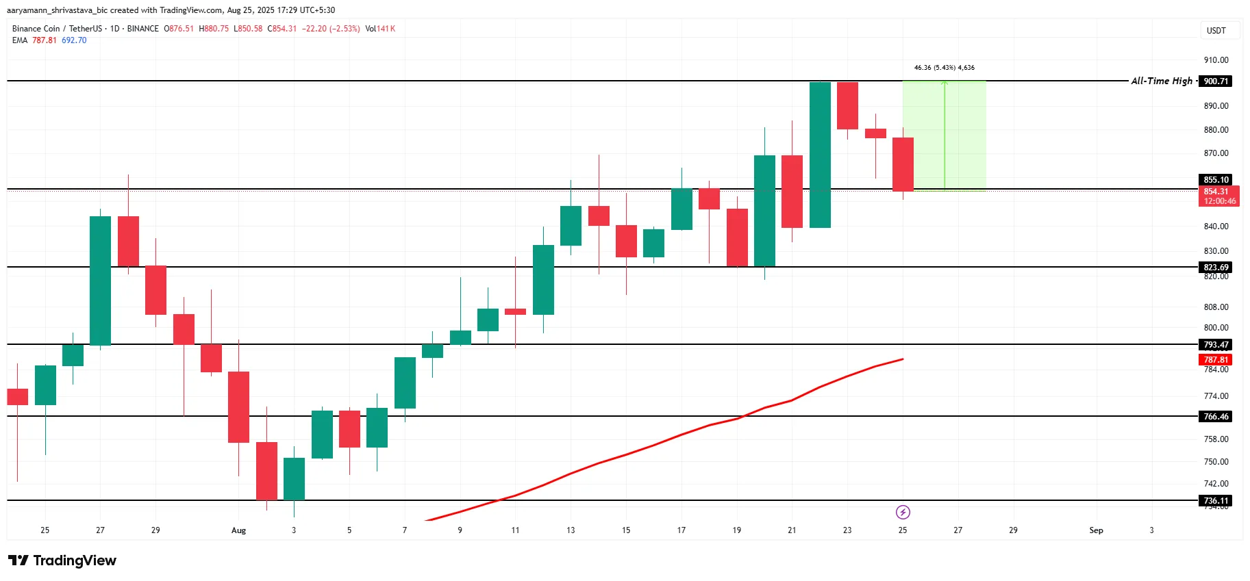 BNB 가격 분석.