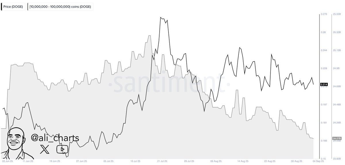DOGE whale activity. Source: Ali on X